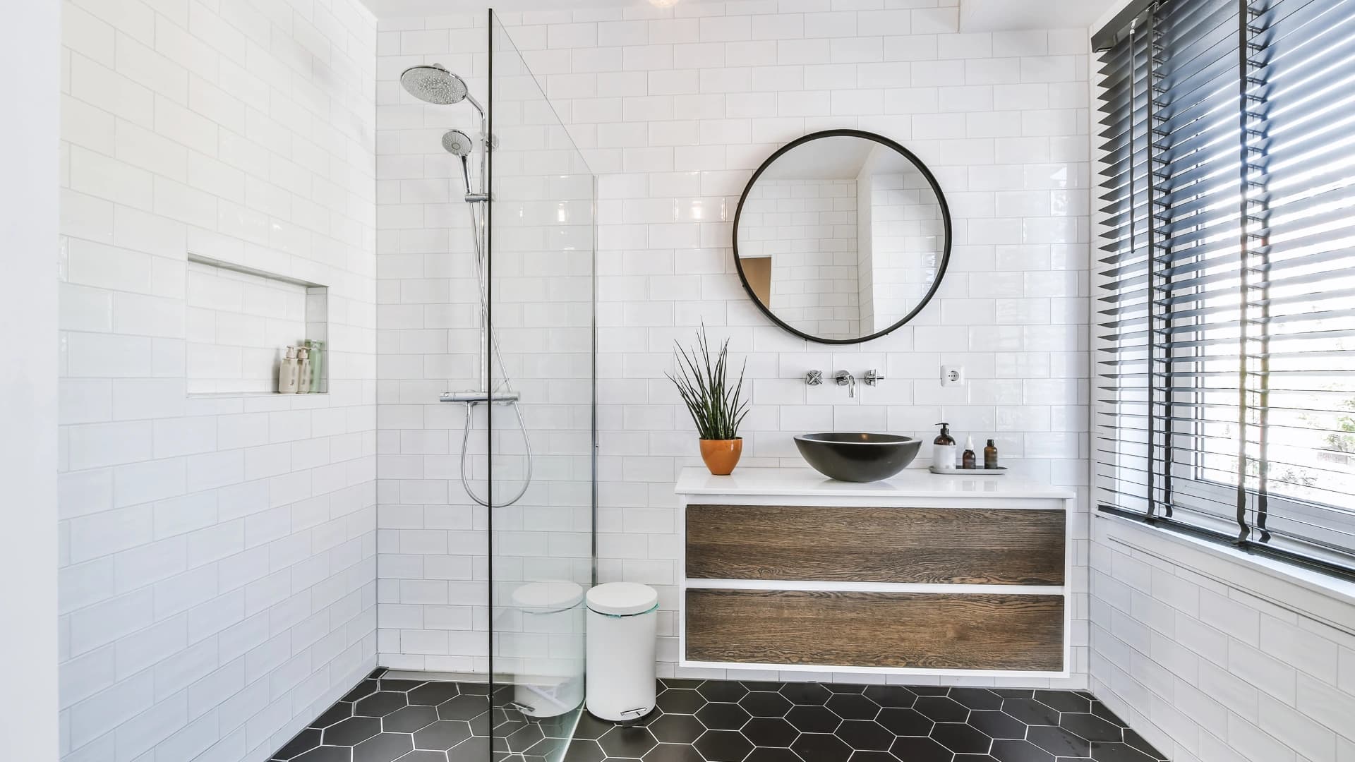 NYC bathroom renovation with modern fixtures and elegant design